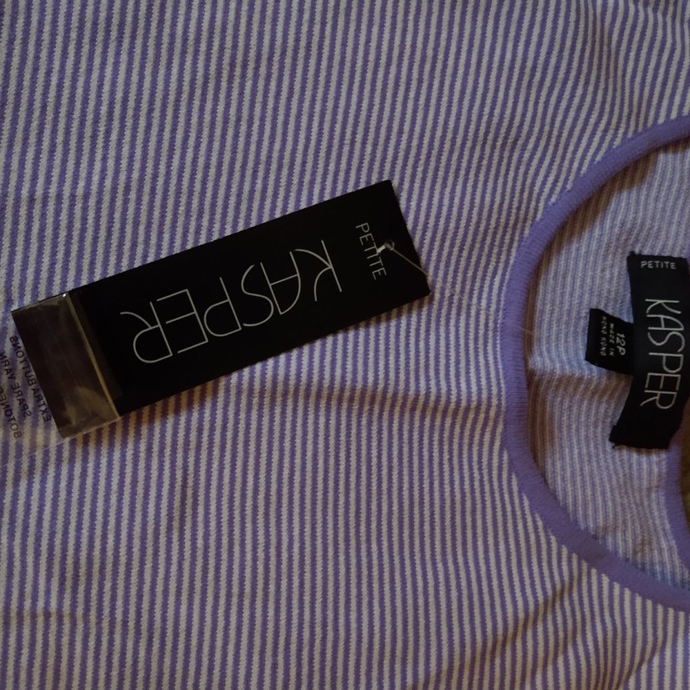 BNWT - KASPER PETITE - PURPLE/WHITE TANK TOP - SIZE 12P - Picture 4 of 4